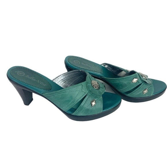 Bella Vita Green Sandals with Open Toe and Crystal Embellishments - Picture 3 of 10